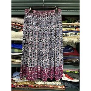 J Jill Skirt NWT Womens Size M Petite Pull On Printed Maxi Elastic Waist
